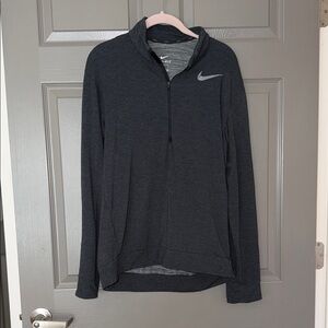 Nike Men's Dark Gray Quarter-Zip Hoodie with Swoosh